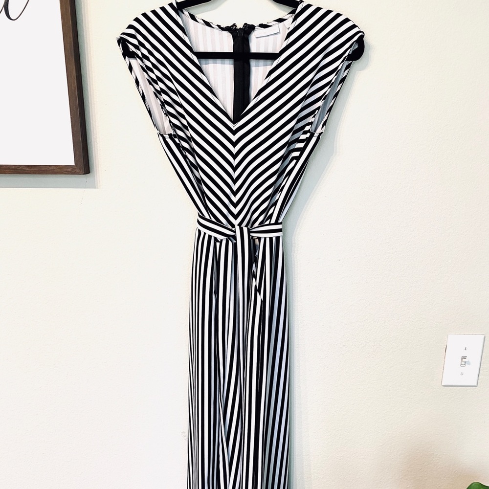 New York & Company Pin-stripped Jumpsuit